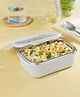 Larah by Borosil 400ml Freshbyte Grey Food Storage Microwave Safe Container with Stainless Steel Lid, Fridge Container for Lunchbox