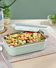 Larah by Borosil 600ml Freshbyte Green Food Storage Microwave Safe Container with Stainless Steel Lid, Fridge Container for Lunchbox