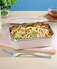 Larah by Borosil Freshbyte 600ml Food Storage Container with Stainless Steel Lid, Microwave Safe Fridge Container for Lunchbox - Beige