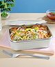Larah by Borosil Freshbyte 600ml Food Storage Container with Stainless Steel Lid, Microwave Safe Fridge Container for Lunchbox - Grey