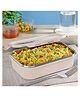 Larah by Borosil Freshbyte 800ml Food Storage Container with Stainless Steel Lid, Microwave Safe Fridge Container for Lunchbox - Beige