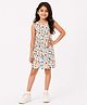 CHILINS Cotton Knit Sleeveless Doodle Art Printed Dress - White