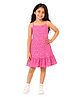 CHILINS Cotton Knit Sleeveless Rainbow Printed Dress - Pink
