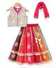Babyhug Chiffon Woven Sleeveless Embroidered Choli & Lehenga Set With Dupatta - Red