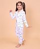 Casa De NeeNee Cotton Knit Full Sleeves Tropical Theme  Printed Coordinating Shirt & Pajama Night Suit - White