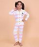 Casa De NeeNee Cotton Knit Full Sleeves Penguin Printed Striped Coordinating Shirt & Pajama Night Suit - White