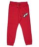 Pantaloons Junior Cotton Knit Sports Car Printed Track Pants - Red