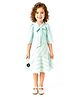 Rose Couture Cotton Blend Woven Half Sleeves Striped Dress - Sea Green