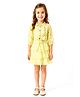 Rose Couture Chiffon Woven Three Fourth Puffed Sleeves Floral Printed Shirt Style Top & Layered Skirt Set - Lemon
