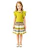 Rose Couture Chiffon Woven Frill Sleeves Floral Applique Detailed Top & Skirt Set - Olive Green