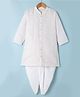 Babyhug Cambric Woven Cotton Full Sleeves Yarn Dyed Dhoti With Striped Kurta Set - Beige