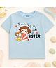 KNITROOT Cotton Knit Raksha Bandhan Theme Half Sleeves Sister Text Printed Tee - Blue