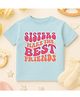 KNITROOT Cotton Knit Raksha Bandhan Theme Half Sleeves Sisters Make The Best Friends Text Printed Tee - Blue