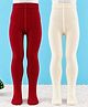 Doodle Poodle 100% Cotton Knit Full Length Tights Pack of 2 - Off White & Red