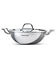 Bergner Argent Triply 30cm Kadai with Lid, 5.2 L | Silver
