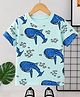 Googo Gaaga 100% Cotton Knit Half Sleeves Whale AOP Tee - Blue