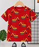 Googo Gaaga 100% Cotton Knit Half Sleeves JCB AOP Tee - Red