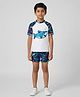 Biglilpeople Half Raglan Sleeves Shark Printed Two Piece Swimsuit Set - Multi Colour