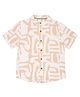 Pantaloons Junior Cotton Flax Woven Half Sleeves Abstract Printed Shirt - Off White