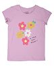 Pantaloons Junior Cotton Knit Half Sleeves Floral Printed Tee - Lilac