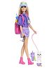 Barbie 32 cm Malibu Outdoor Adventures Fashion Doll with Pet Puppy and 10+ Camping Accessories -Purple