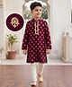 EARTHY TOUCH 100% Cotton Knit Full Sleeves Kurta & Pyjama Set with Floral Foil Print in Maroon