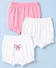 Babyhug 100% Cotton Single Jersey Knit Bloomer With Bow Print Pack Of 3 - White & Pink