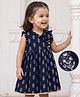 EARTHY TOUCH 100% Cotton Knit Ethnic Dress with Sleeveless and Floral Print in Blue