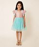 A Little Fable Frill Sleeves Floral Applique Detailed Dress - Multi Colour