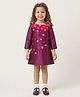 A Little Fable Woven Three Fourth Sleeves Floral Applique Detailed Dress - Purple