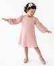 A Little Fable Woven Full Puffed Sleeves Sequins Embellished Dress - Light Pink