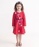 A Little Fable Woven Full Sleeves Floral Applique Detailed Dress - Dark Pink