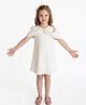 A Little Fable Woven Cold Shoulder Sleeves Solid Dress - Off White