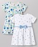 Babyhug Cotton Single Jersey Knee Length Frock with Half Sleeves and Floral Print in Blue