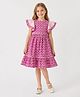 A Little Fable Cotton Woven Cap Sleeves Abstract Printed Dress - Purple