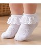 Akinos Kids Cotton Elastane Knit Frill Detailed Socks - White