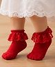 Akinos Kids Cotton Elastane Knit Frill Detailed Socks - Red