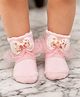 Akinos Kids Floral Printed Bow Applique Detailed Socks - Light Pink