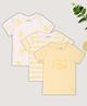 Pantaloons Baby Cotton Knit Pack Of 3 Half Sleeves Striped & Tropical Theme Printed Tees - Yellow