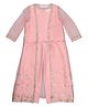 Akkriti by Pantaloons Woven Full Sleeves Solid Top & Pants With Zari Embroidered Jacket Set - Peach