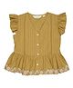 Akkriti By Pantaloons Cotton Woven Frill Sleeves Floral Embroidered Peplum Top - Mustard