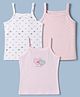 Babyhug 100% Cotton Single Jersey Knit Sleeveless Slips With Heart Print And Polka Dots Pack Of 3 - White & Pink