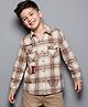 Arias 100% Cotton Woven Full Sleeves Checked Shirt With Placement Bedge - Brown