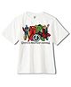 Wear Your Mind Cotton Knit Marvel Avengers Featuring Half Sleeves Characters Printed Oversized Tee - White