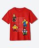 Wear Your Mind Cotton Knit Roblox Featuring Half Sleeves Characters Printed Oversized Tee - Red