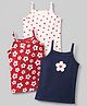 Babyhug 100% Cotton Interlock Knit Slips with Floral & Heart Print Pack of 3 - White, Red, Navy Blue