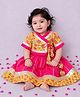 BownBee Cotton Woven Half Sleeves Floral Printed Lace Embellished Lehenga & Choli Set - Yellow