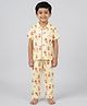 Nottie Planet Cotton Knit Half Sleeves Popscicle Printed Coordinating Shirt & Pajamas Night Suit Set - Lemon Yellow
