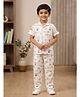 Nottie Planet Cotton Knit Half Sleeves Sweet Treats Printed Coordinating Shirt & Pajamas Night Suit Set - Light Peach