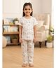 Nottie Planet Cotton Knit Half Sleeves Bunnies Printed Coordinating Shirt & Pajamas Night Suit Set - Offwhite